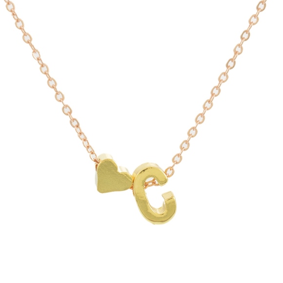 Dainty Heart & C Initial Monogram Charm Necklace - Picture 7 of 7